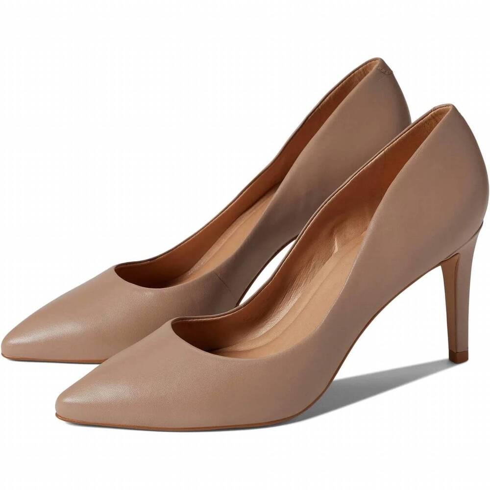 NEW CARRANO women's beatriz leather pump heel in taupe
